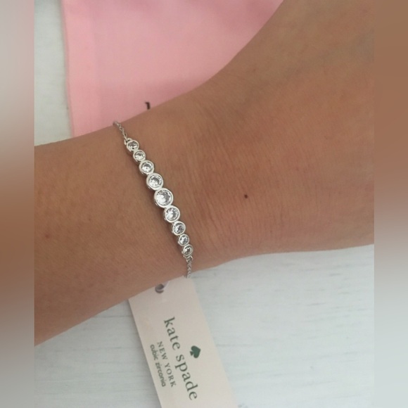 kate spade Jewelry - NWT Kate Spade FULL CIRCLE Slider Cubic Zirconia Bracelet Silver